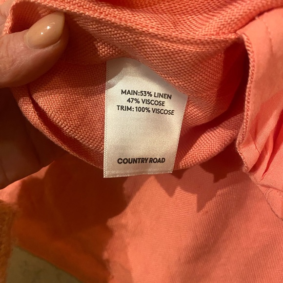 Country Road size 10 coral coloured thick linen maxi skirt - Picture 6 of 7